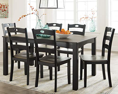 Signature Design by Ashley Froshburg Rustic 7 Piece Dining Set, Includes Table & 6 Chairs, Dark Brown