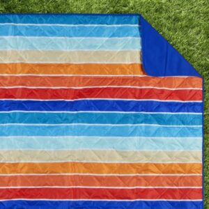 mainstay outdoor blanket with double pocket and carry handle, stripe, 60”x70” foldable waterproof outdoor blanket