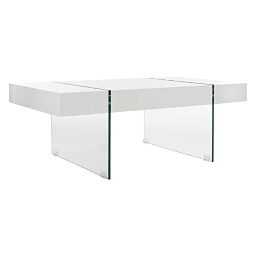 Safavieh Home Jacob White and Glass Leg Coffee Table