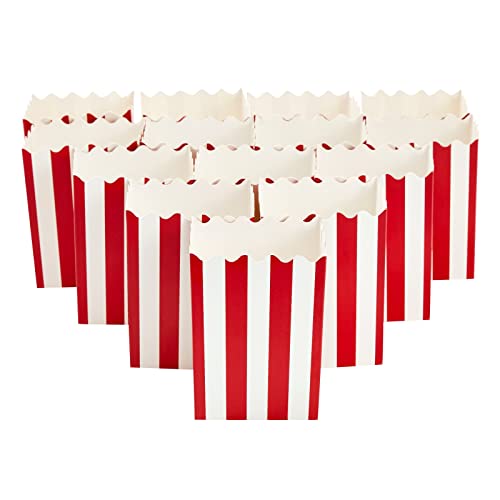 100 Pack Red and White Mini Popcorn Boxes for Party, Bulk Paper Popcorn Containers for Movie Night Decorations (3 x 4 In)