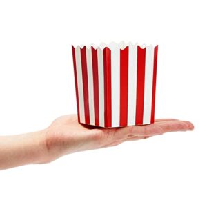 100 Pack Red and White Mini Popcorn Boxes for Party, Bulk Paper Popcorn Containers for Movie Night Decorations (3 x 4 In)