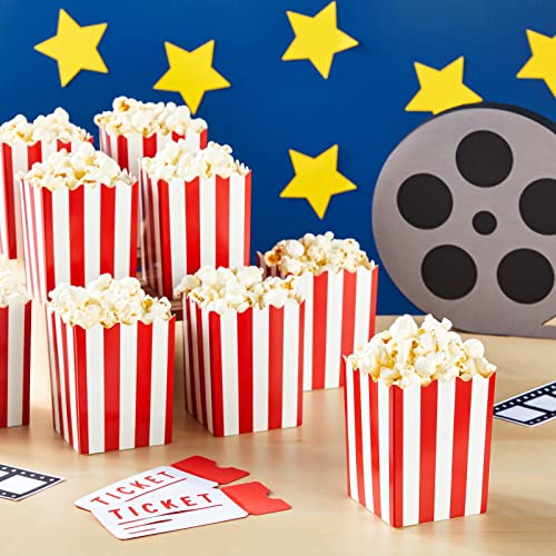 100 Pack Red and White Mini Popcorn Boxes for Party, Bulk Paper Popcorn Containers for Movie Night Decorations (3 x 4 In)