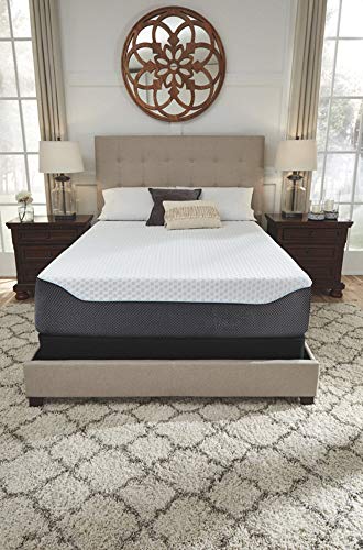 Signature Design by Ashley 14 Inch Elite Plush Mattress, Green Tea & Charcoal Infused Gel Memory Foam, Queen