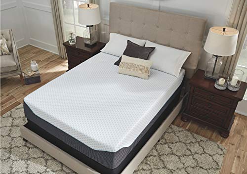 Signature Design by Ashley 14 Inch Elite Plush Mattress, Green Tea & Charcoal Infused Gel Memory Foam, Queen