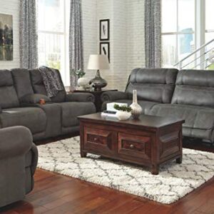 Signature Design by Ashley Clonmel Microfiber Extra Wide Manual Reclining Loveseat, Gray