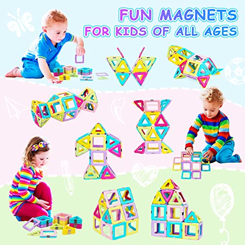 Cameparck Magnetic Tiles Toys for 3 4 5 6 7 8+ Year Old Boys Girls Upgrade Macaron Magnetic Blocks Building Set for Toddlers STEM Creativity Inspirational Recreational Educational Conventional