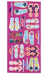 mainstay pink beach towel – flip flops – 28” x 60”