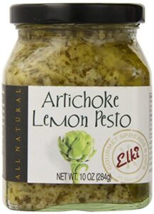 world market elki’s gourmet artichoke lemon pesto sauce – creamy spreads for pasta, baked chicken, fish and crackers – made from fresh and natural ingredients – mediterranean inspired – 10 ounce