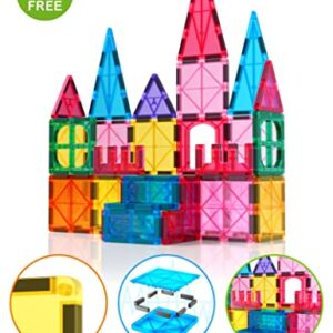 Jasonwell Magnetic Tiles Kids Magnetic Blocks Building Sets 3D Magnet Tile Building Blocks Magna Construction Educational STEM Toys Gifts for Toddlers Boys Girls 3 4 5 6 7 8 9 10 + Year Old