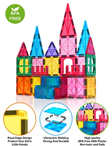 Jasonwell Magnetic Tiles Kids Magnetic Blocks Building Sets 3D Magnet Tile Building Blocks Magna Construction Educational STEM Toys Gifts for Toddlers Boys Girls 3 4 5 6 7 8 9 10 + Year Old