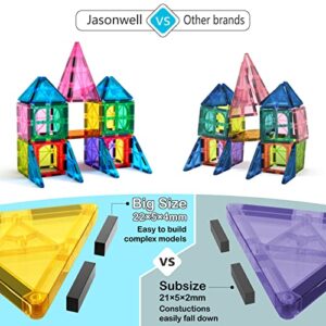 Jasonwell Magnetic Tiles Kids Magnetic Blocks Building Sets 3D Magnet Tile Building Blocks Magna Construction Educational STEM Toys Gifts for Toddlers Boys Girls 3 4 5 6 7 8 9 10 + Year Old