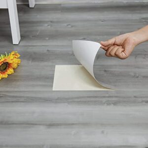 peel and stick floor tile, 35in×6in, natural grey wood grain look, self adhesive and waterproof for transfer bathroom, kitchen, living room, bedroom(10 pcs)