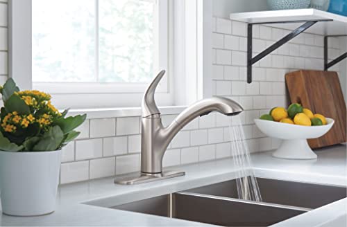 Moen Medina Spot Resist Stainless One-Handle Pull Out Kitchen Faucet, Kitchen Sink Faucets with Pullout Sprayer Featuring Power Boost for a Faster Clean, 87039SRS