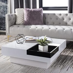 safavieh home collection wesley coffee table, white/black, 35.4 in x 35.4 in x 11.8 in