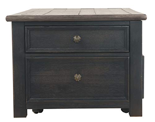 Signature Design by Ashley Tyler Creek Rustic Farmhouse Lift Top Coffee Table with Drawers, Brown & Black