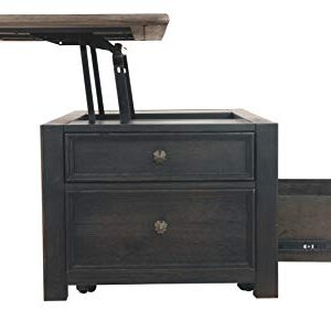 Signature Design by Ashley Tyler Creek Rustic Farmhouse Lift Top Coffee Table with Drawers, Brown & Black