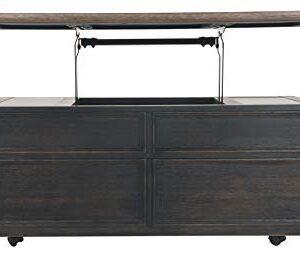 Signature Design by Ashley Tyler Creek Rustic Farmhouse Lift Top Coffee Table with Drawers, Brown & Black