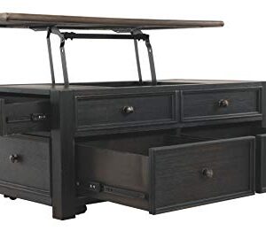 Signature Design by Ashley Tyler Creek Rustic Farmhouse Lift Top Coffee Table with Drawers, Brown & Black