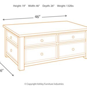 Signature Design by Ashley Tyler Creek Rustic Farmhouse Lift Top Coffee Table with Drawers, Brown & Black