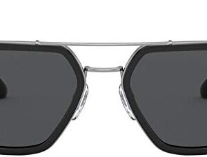 Prada PR 57XS M4Y5S0 Black Metal Square Sunglasses Grey Lens