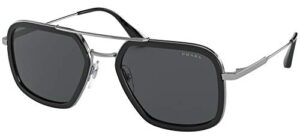prada pr 57xs m4y5s0 black metal square sunglasses grey lens