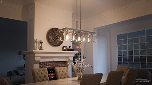 Urban Ambiance Luxury Modern Farmhouse Chandelier, Large Size: 15.75" H x 36.75" W, with Industrial Chic Style Elements, Brushed Nickel Finish and Clear Shade, UHP2441 from The Bristol Collection