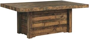 signature design by ashley sommerford farmhouse reclaimed pine wood dining table, seats up to 6, brown