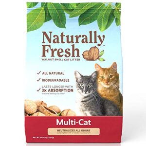 naturally fresh cat litter – walnut-based quick-clumping kitty litter, unscented, multi cat, 26 lb