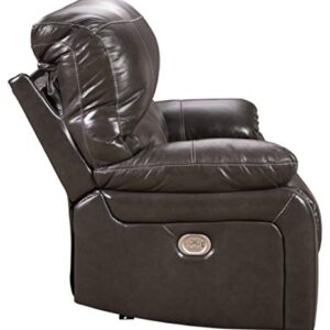 Signature Design by Ashley Hallstrung Leather Adjustable Oversized Power Recliner with USB Charging, Gray