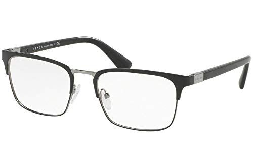 Prada Heritage PR 54TV 1BO1O1 Matte Black Metal Rectangle Eyeglasses 55mm