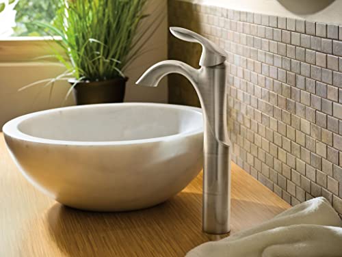 Moen Eva Brushed Nickel One-Handle High Arc Bathroom Faucet, 6400BN