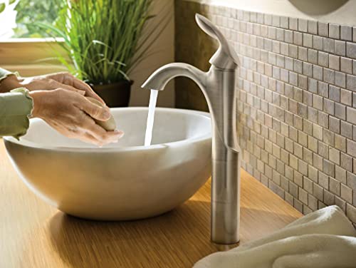 Moen Eva Brushed Nickel One-Handle High Arc Bathroom Faucet, 6400BN