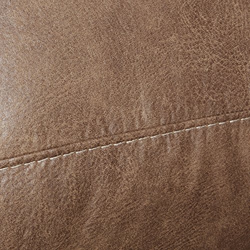 Signature Design by Ashley Larkinhurst Faux Leather Manual Rocker Recliner with Nailhead Trim, Brown