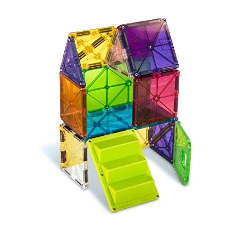 Magna-Tiles House Set, The Original Magnetic Building Tiles For Creative Open-Ended Play, Educational Toys For Children Ages 3 Years + (28 Pieces + Reusable Silicone Stickers)