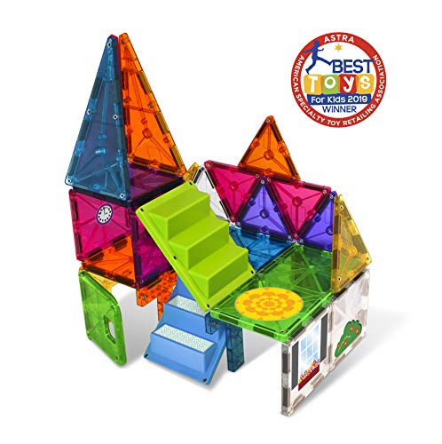 Magna-Tiles House Set, The Original Magnetic Building Tiles For Creative Open-Ended Play, Educational Toys For Children Ages 3 Years + (28 Pieces + Reusable Silicone Stickers)