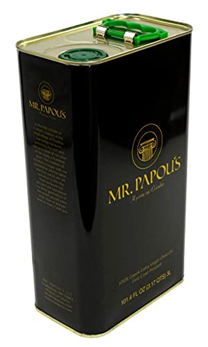 Mr. Papou's | Extra Virgin Olive Oil | First Cold Pressed | Family Owned | Harvested in Greece | 3 Liter - 101.4 fl oz (3 Liter)