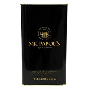 Mr. Papou's | Extra Virgin Olive Oil | First Cold Pressed | Family Owned | Harvested in Greece | 3 Liter - 101.4 fl oz (3 Liter)