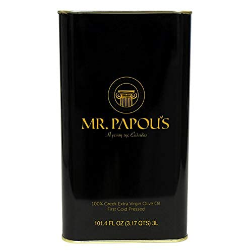 Mr. Papou's | Extra Virgin Olive Oil | First Cold Pressed | Family Owned | Harvested in Greece | 3 Liter - 101.4 fl oz (3 Liter)