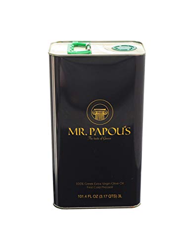 Mr. Papou's | Extra Virgin Olive Oil | First Cold Pressed | Family Owned | Harvested in Greece | 3 Liter - 101.4 fl oz (3 Liter)