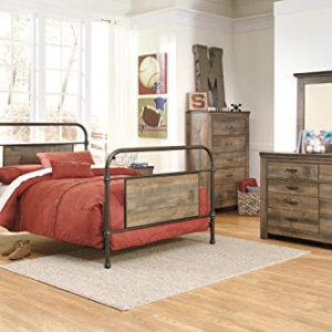 Signature Design by Ashley Trinell Rustic 5 Drawer Chest of Drawers with Nailhead Trim, Warm Brown