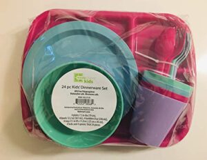 24 pc kids dinner set by mainstays, bpa free, microwave/dishwasher safe, toddler snack/meals, mixed colors