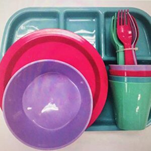 24 pc Kids Dinner Set by Mainstays, BPA free, Microwave/dishwasher safe, toddler snack/meals, mixed colors