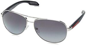 prada linea rossa lifestyle ps 53ps 1bc5w1 steel metal aviator sunglasses grey gradient polarized lens