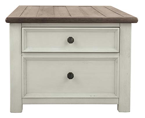 Signature Design by Ashley Bolanburg Farmhouse Lift Top Coffee Table with Drawers, Antique Cream & Brown