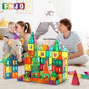 FNJO Magnetic Tiles, 100PCS Building Blocks, Magnets Building Set, STEM Toys Christmas Toy Gift for Kids Boys and Girls