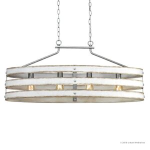 Urban Ambiance Luxury Modern Farmhouse Chandelier, Large Size: 17" H x 38.5" W, with Rustic Style Elements, Galvanized Steel Finish, UHP2477 from The Adelaide Collection