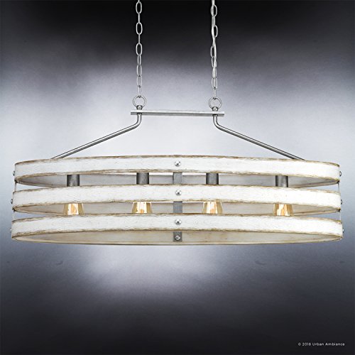 Urban Ambiance Luxury Modern Farmhouse Chandelier, Large Size: 17" H x 38.5" W, with Rustic Style Elements, Galvanized Steel Finish, UHP2477 from The Adelaide Collection