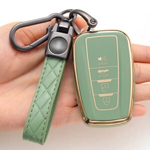 for Toyota Key Fob Cover with Keychain Soft TPU 360 Degree Protection Key Case Compatible with 2018-2021 Camry RAV4 Highlander Avalon C-HR Prius Corolla GT86 Smart Key，Green