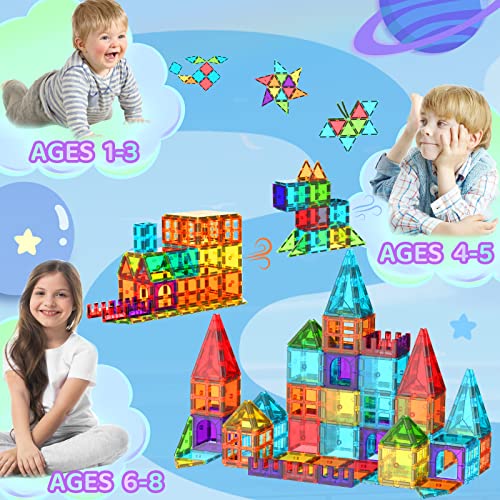 Magnetic Tiles Kids Toys Gifts for for 3 4 5 6 7 8+ Year Old Boys and Girls, STEM Educational Toys for Toddlers 3-4, Magnetic Blocks for Kids Age 3-5 4-8, Preschool Learning Montessori Toys for Kids