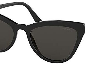 Prada Catwalk PR 01VS 1AB5S0 Black Plastic Cat-Eye Sunglasses Grey Lens